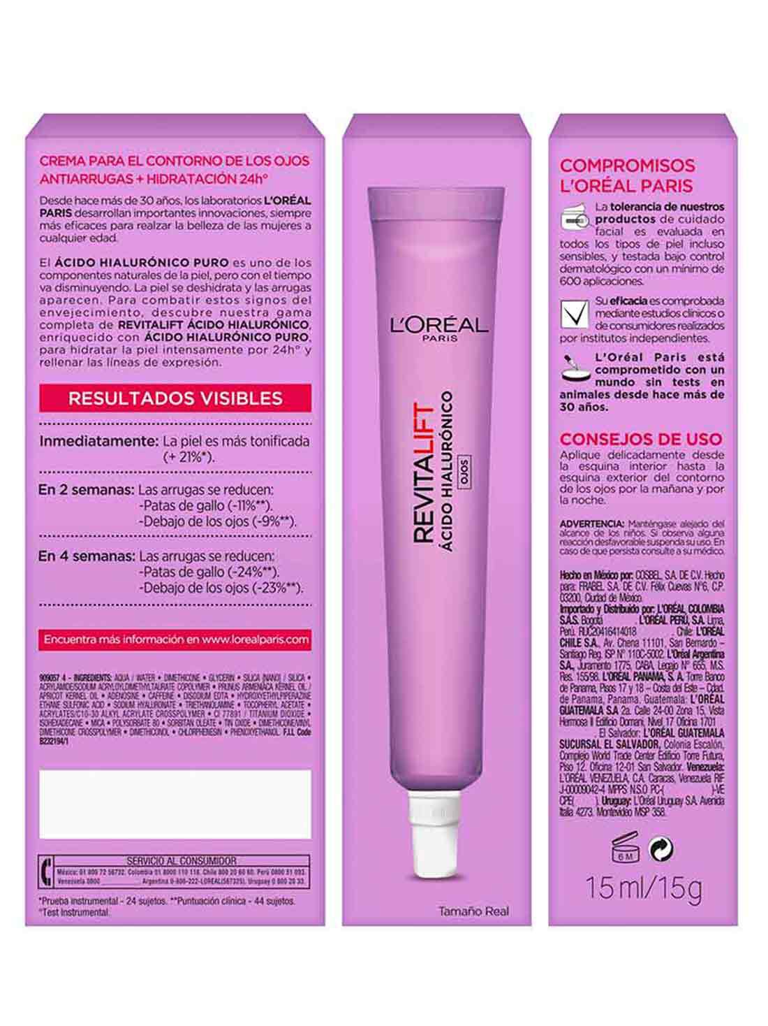 L'Or&eacute;al Paris crema de ojos revitalift &aacute;cido hialur&oacute;nico 35274