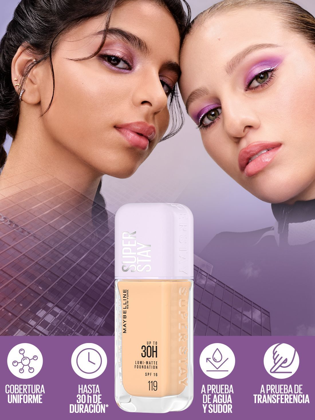 Maybelline maquillaje líquido super stay lumi matte 22024