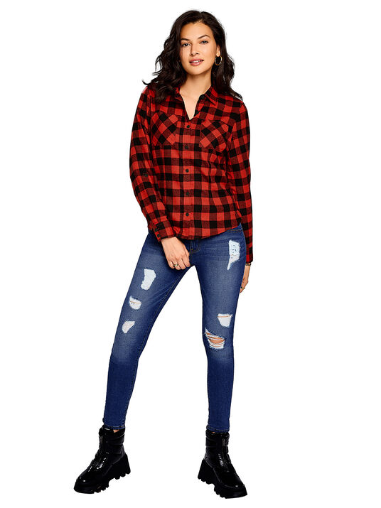 Camisa de franela 81204, ROJO, hi-res