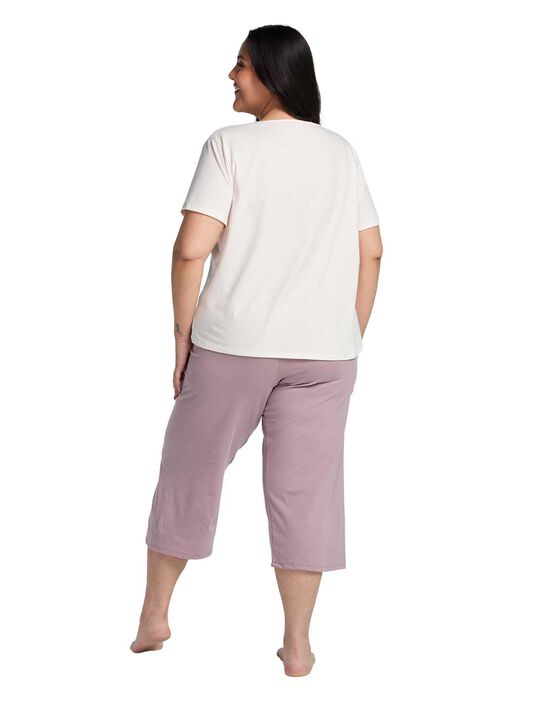 Pijama larga de algod&oacute;n 77221, LILA OBSCURO, hi-res