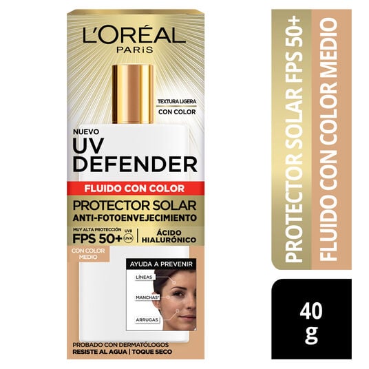 L'Or&eacute;al Paris protector UV defender fluido medio 27022, &Uacute;NICO, hi-res