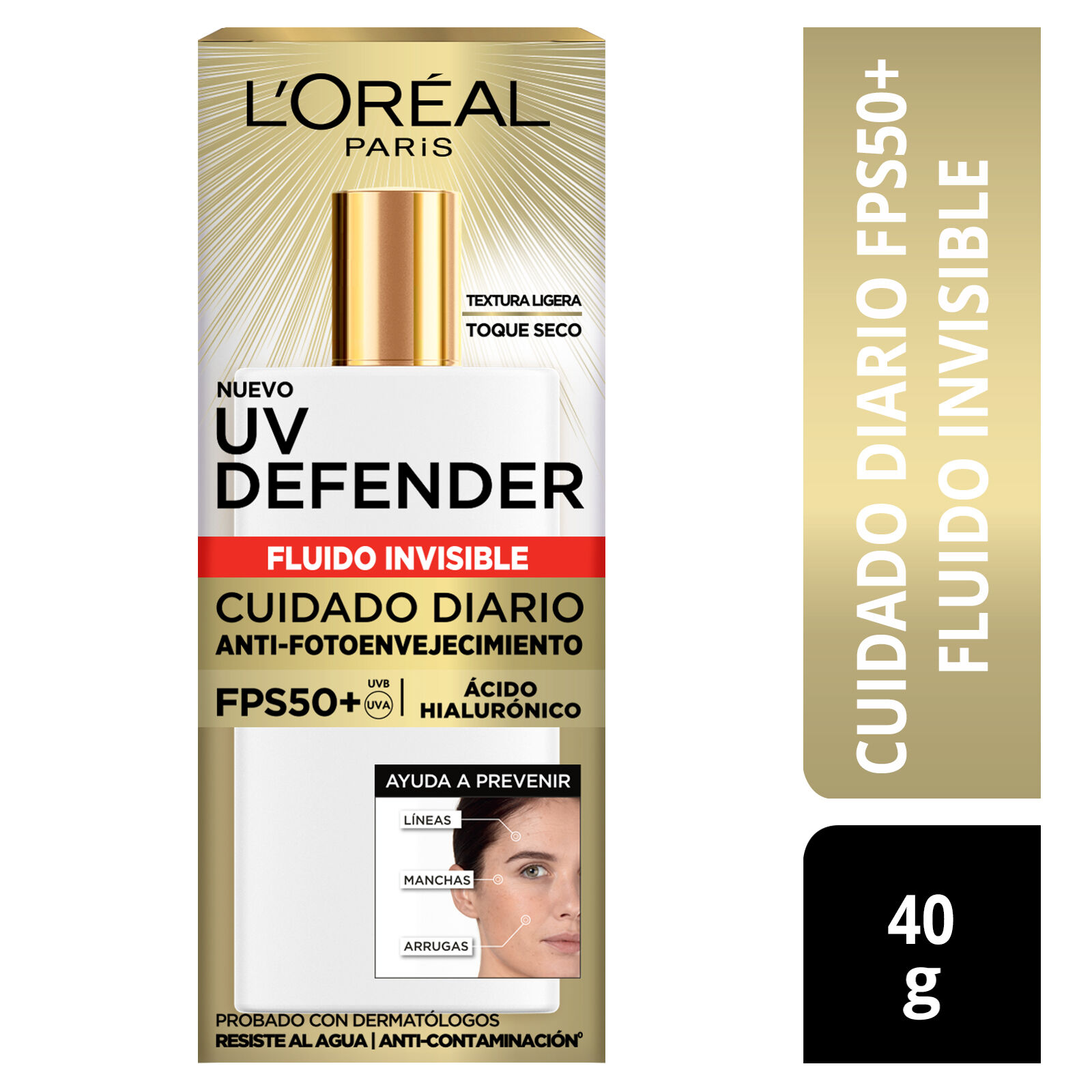 L'Or&eacute;al Paris protector UV defender fluido sin color  35346