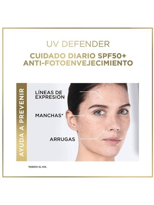 L'Or&eacute;al Paris protector UV defender FPS 50+ anti brillo tono claro  35322, &Uacute;NICO, hi-res