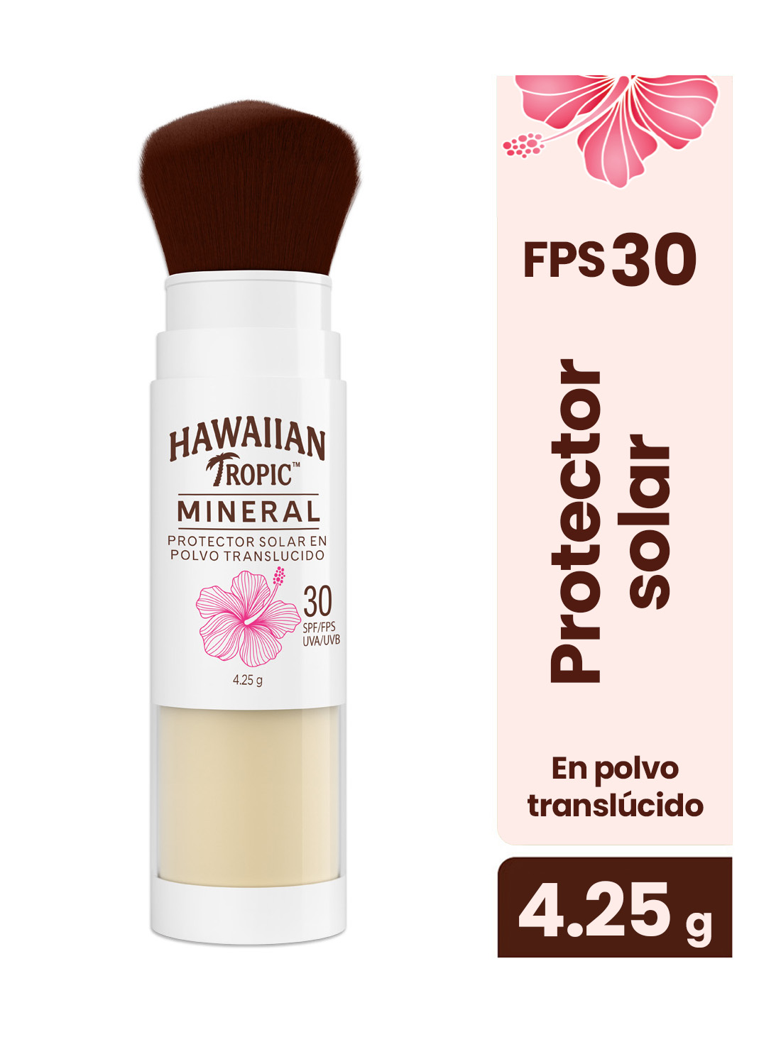 Hawaiian Tropic brocha polvo mineral FPS 30 27051, ÚNICO, hi-res