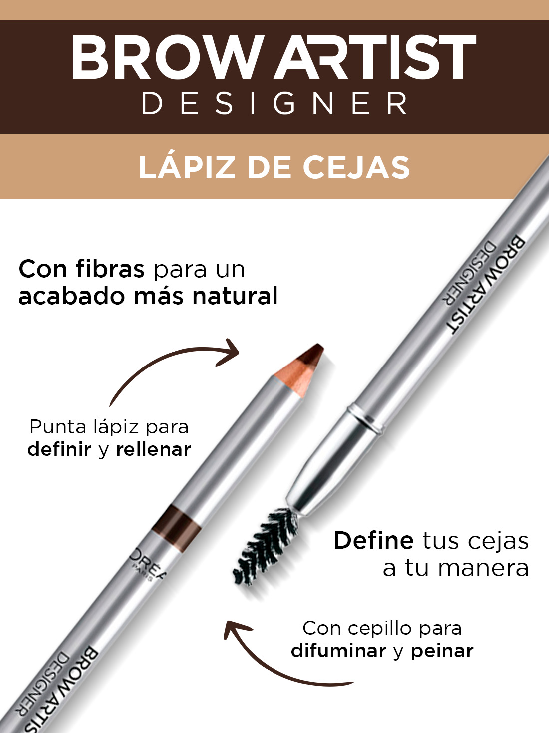 L'Oréal Paris lápiz de cejas artist designer 21043, GOLDEN BROWN, hi-res