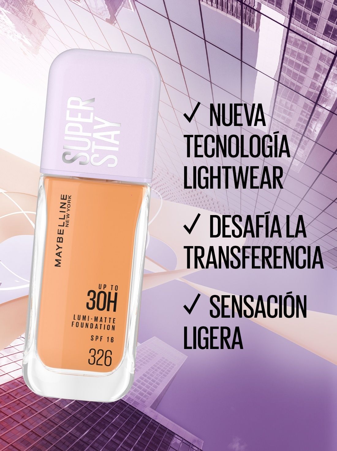 Maybelline maquillaje líquido super stay lumi matte 22024, 326 AS X, hi-res