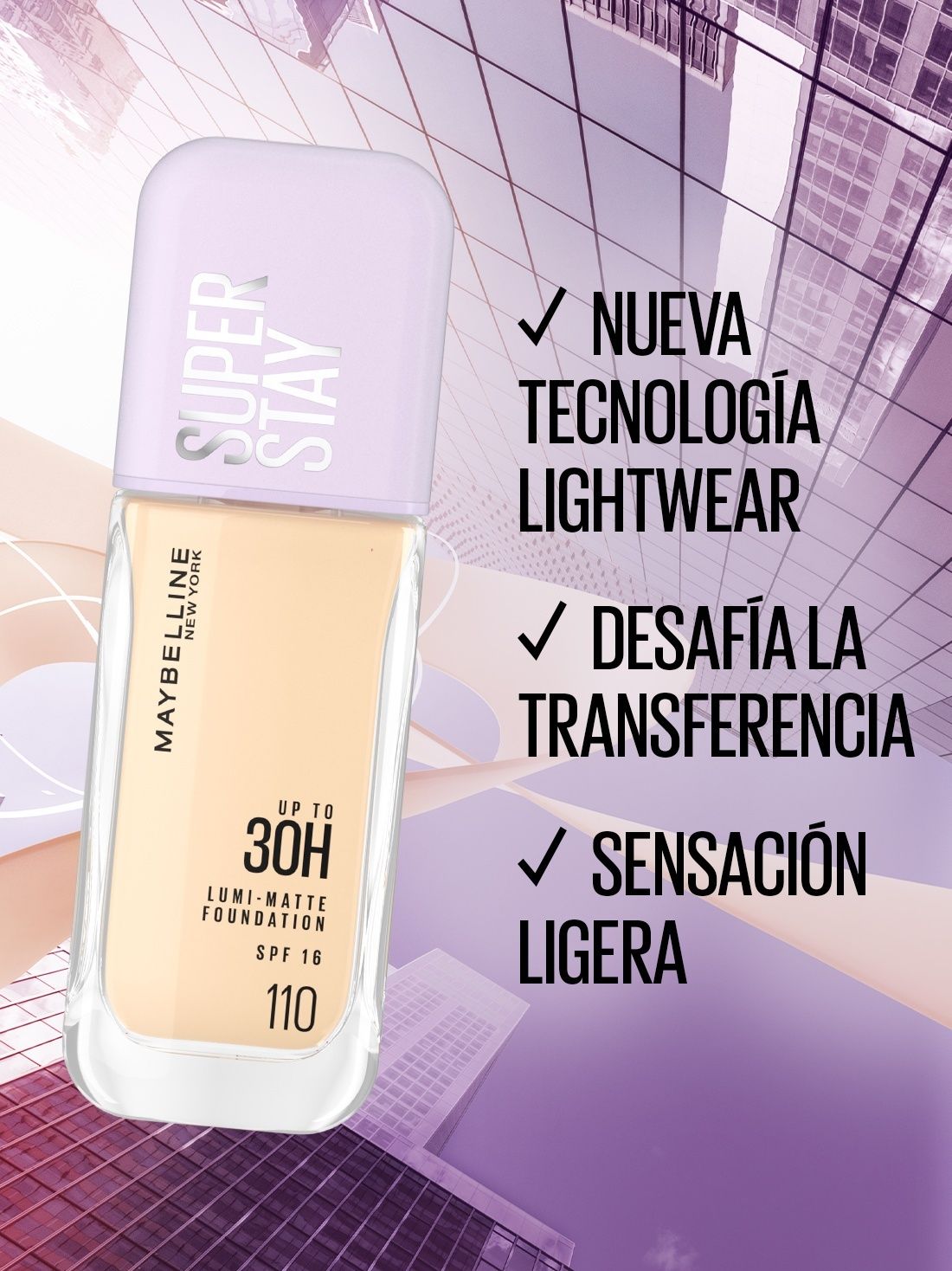 Maybelline maquillaje líquido super stay lumi matte 22024, 110 AS X, hi-res