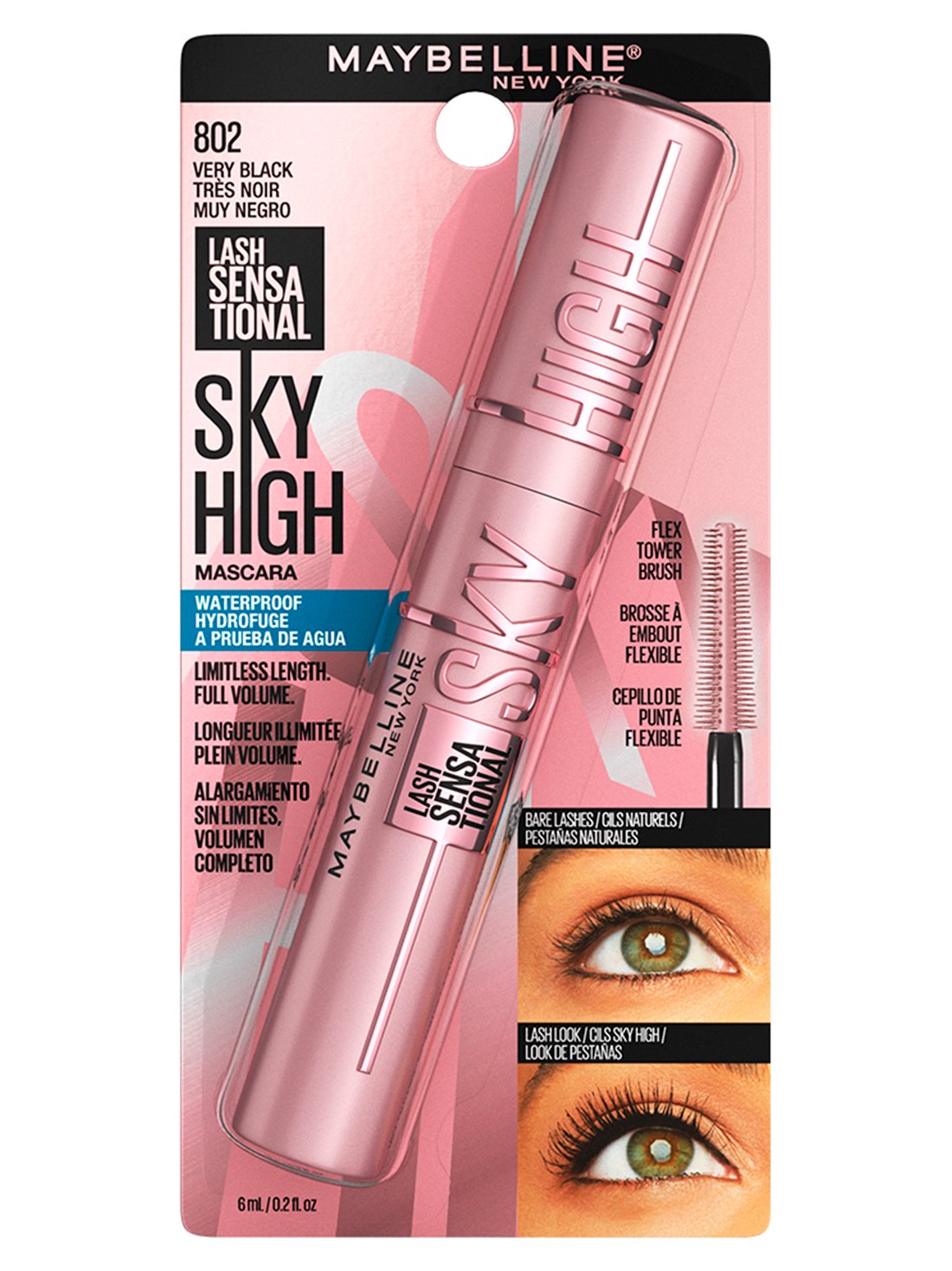 Maybelline mascara para pestañas sky high  35333, VERY BLACK WP, hi-res