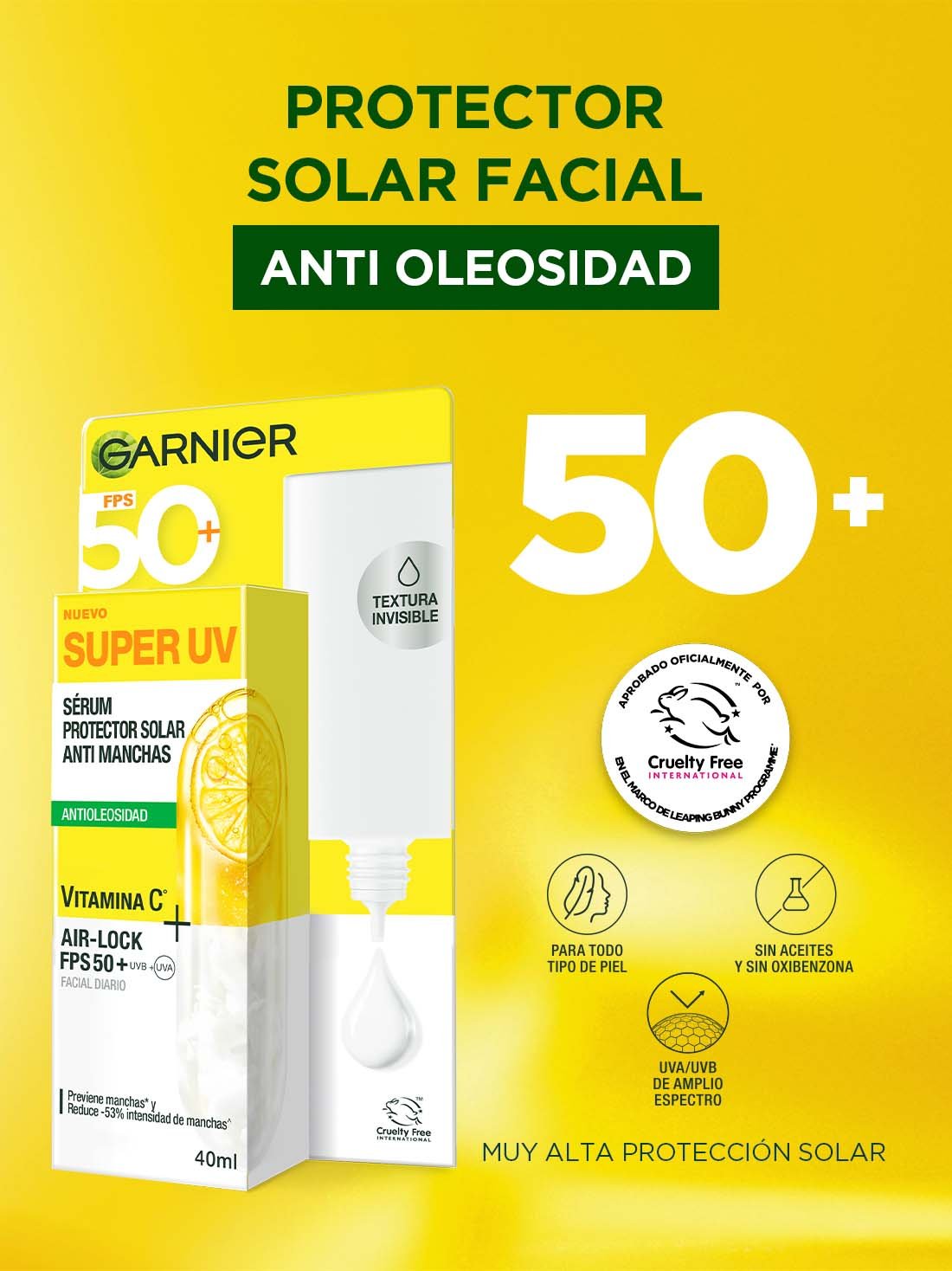 Garnier protector solar facial super UV anti oleosidad 27078, ÚNICO, hi-res