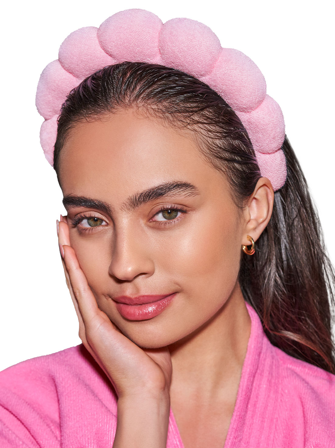 Set de diadema skincare 26055, ROSA/BLANCO, hi-res