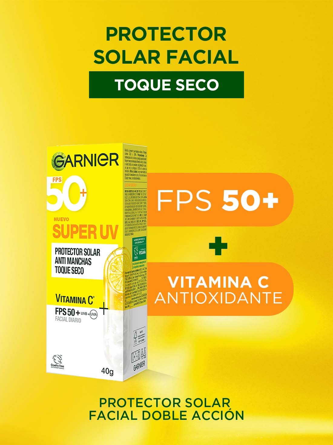 Garnier protector solar facial super UV toque seco 27079, ÚNICO, hi-res