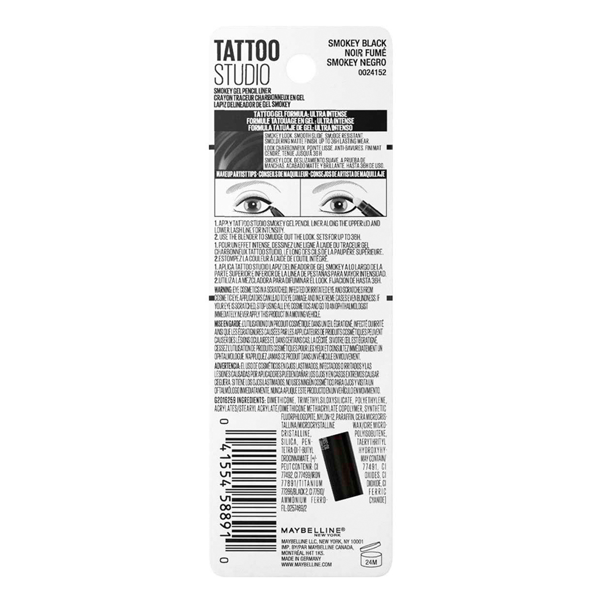 Maybelline lapíz de ojos tattoo liner smokey 35339, BLACK, hi-res
