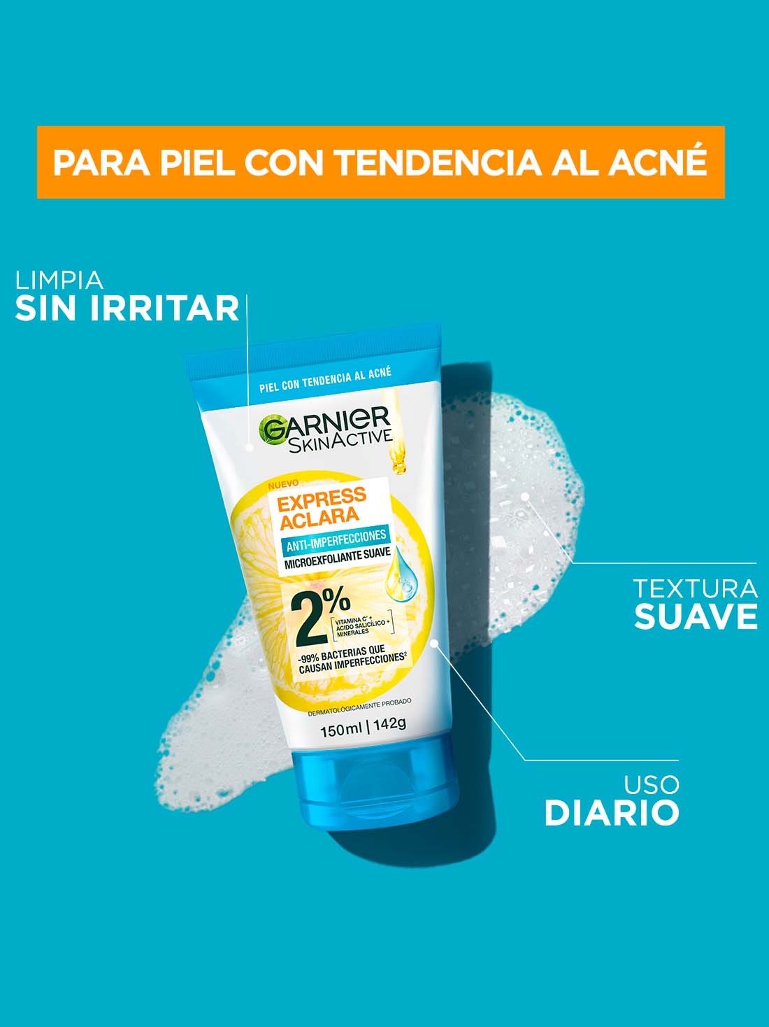 Garnier exfoliante EA anti acne  25018, ÚNICO, hi-res