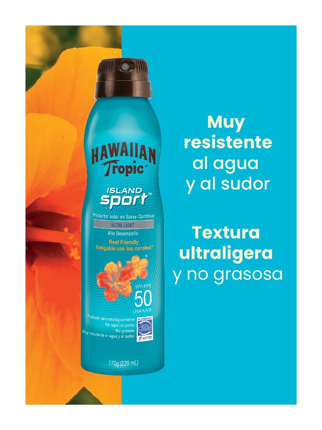 Hawaiian Tropic spray island sport FPS 50+ 27072, ÚNICO, hi-res