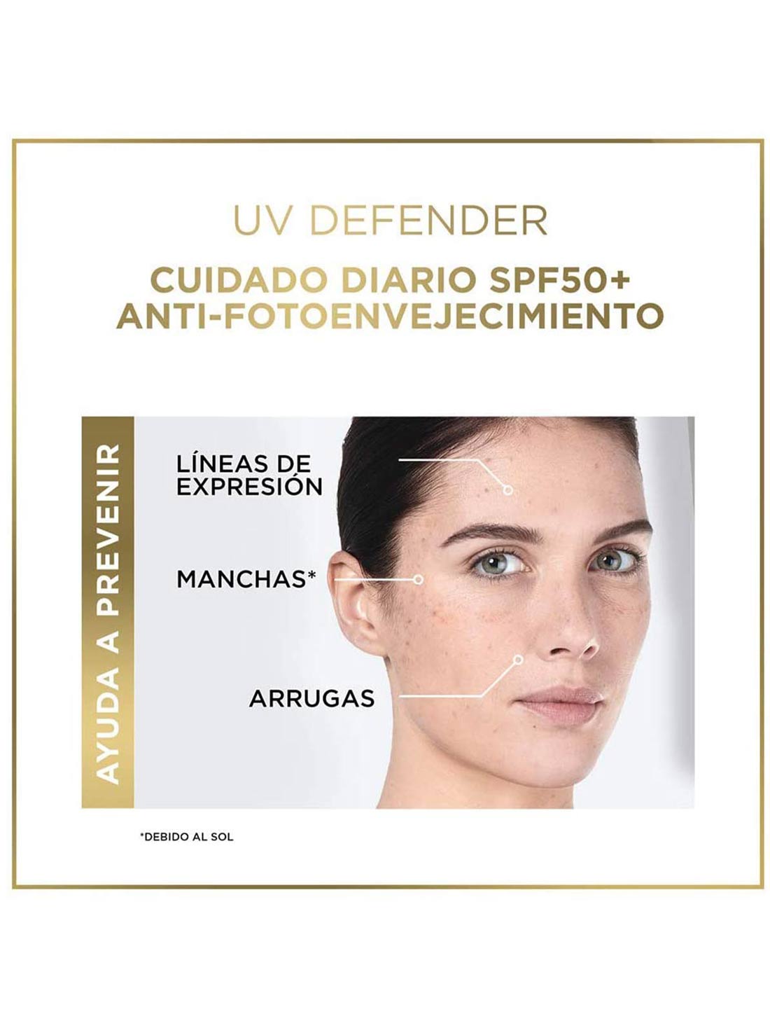 L'Oréal Paris protector UV defender FPS 50+ anti brillo tono claro  35322, ÚNICO, hi-res