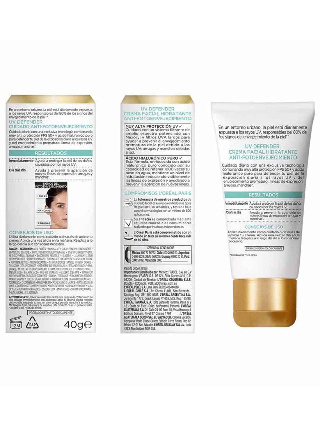 L'Oréal Paris protector UV defender FPS 50+ anti brillo sin color  35321, ÚNICO, hi-res