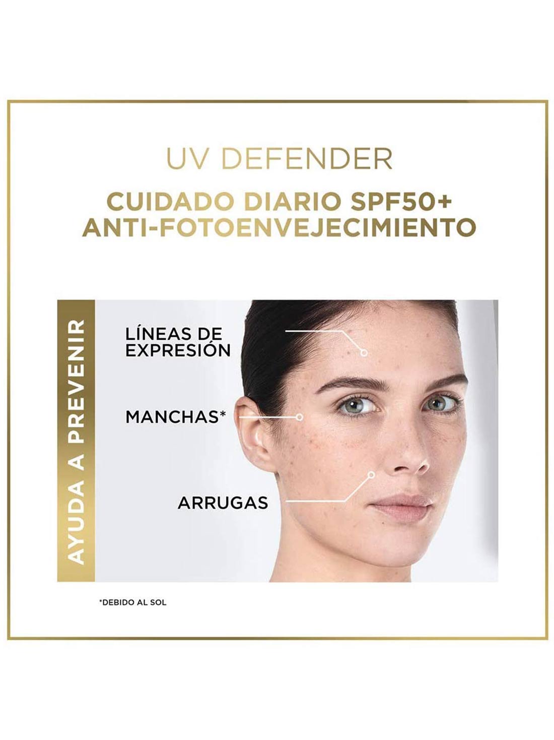 L'Oréal Paris protector UV defender FPS 50+ anti brillo tono medio  35323, ÚNICO, hi-res