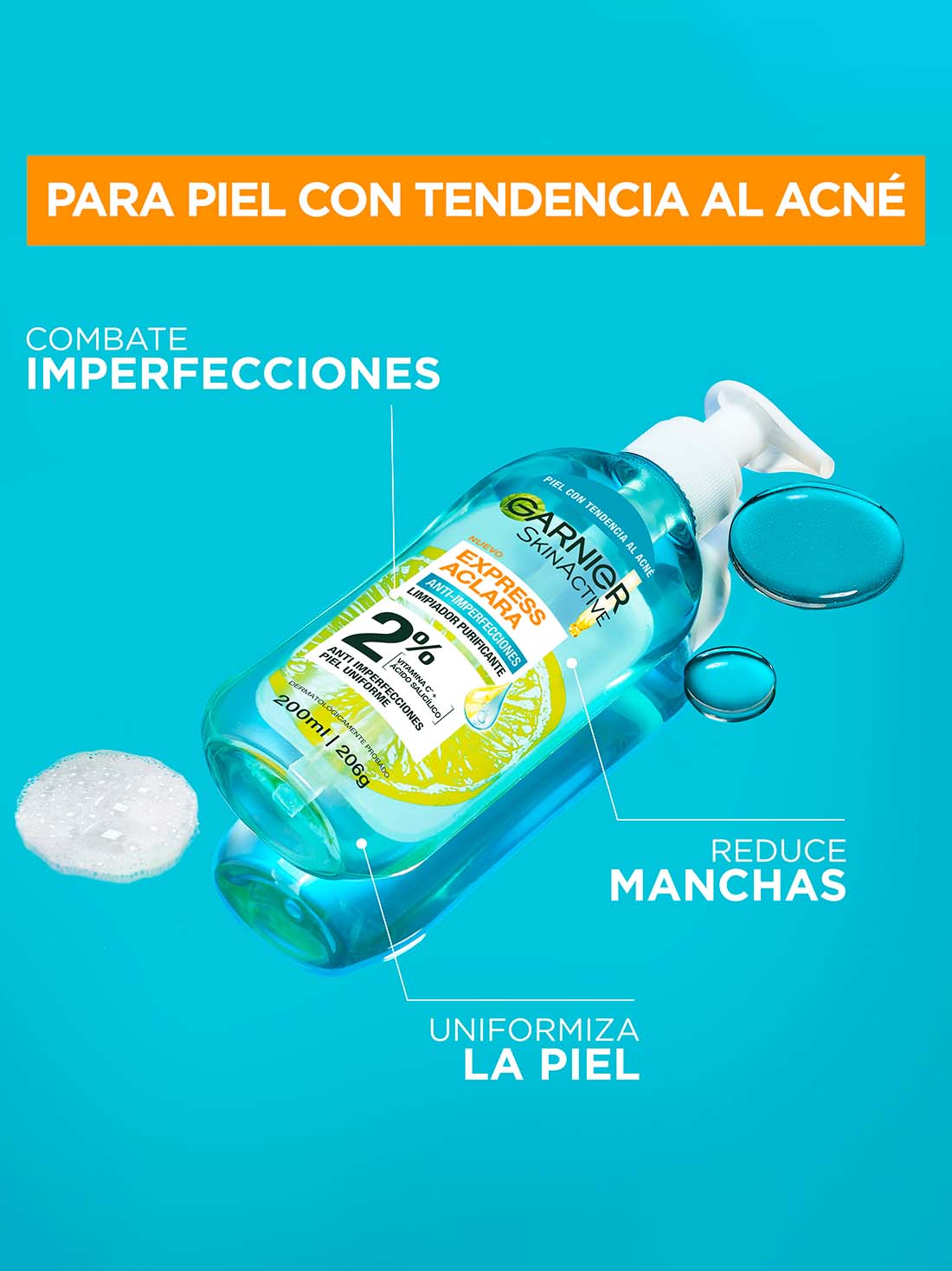 Garnier gel limpiador EA anti acne  25017, ÚNICO, hi-res