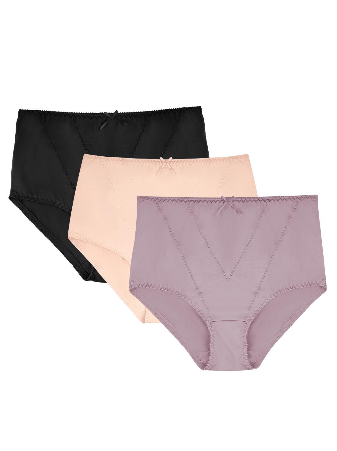 3- Pack panties con refuerzo frontal 32155, NUDE/NEGRO/ LILA OBSCURO, hi-res