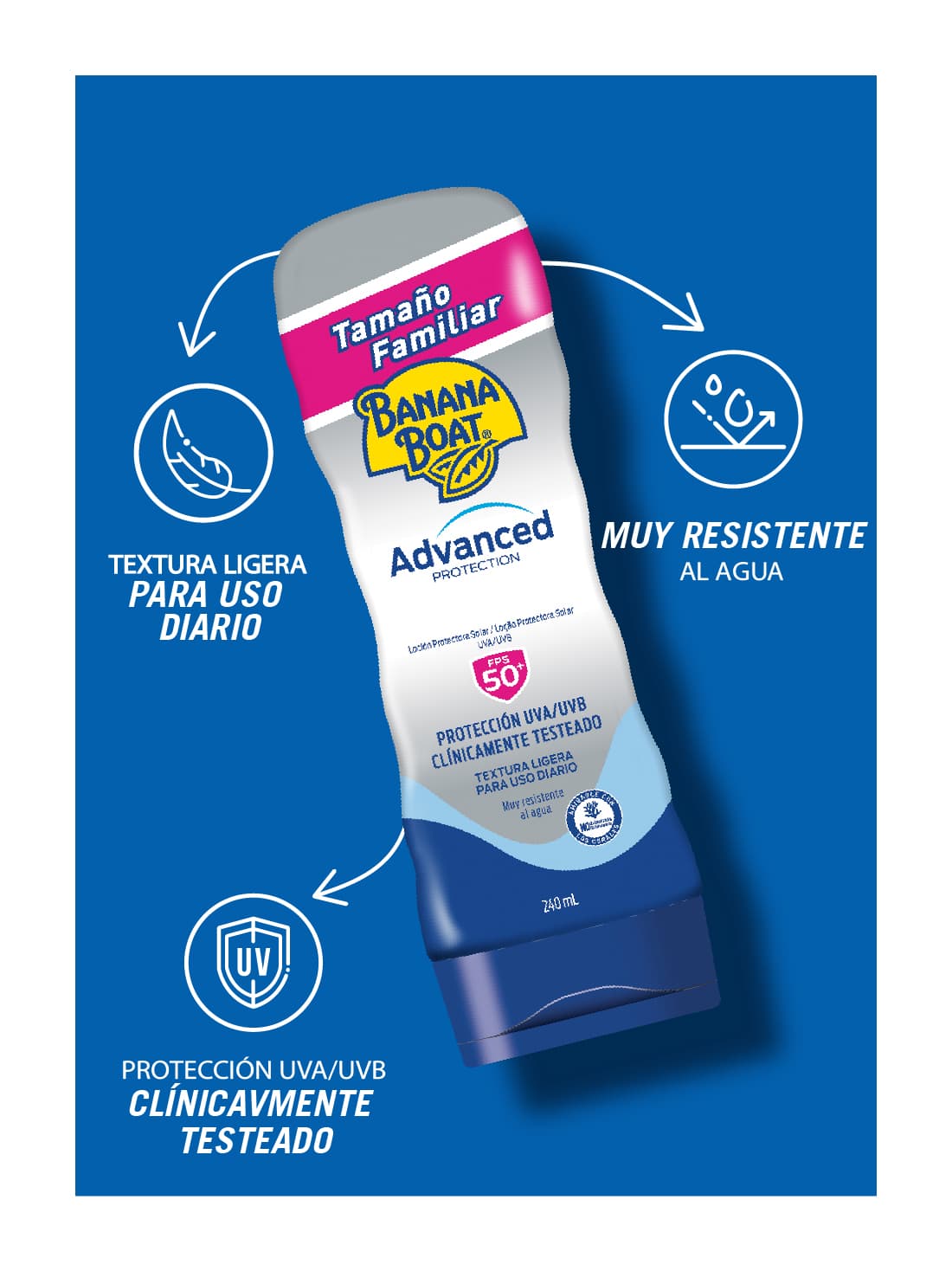 Banana Boat loción advance protection FPS 50+ 27076, ÚNICO, hi-res
