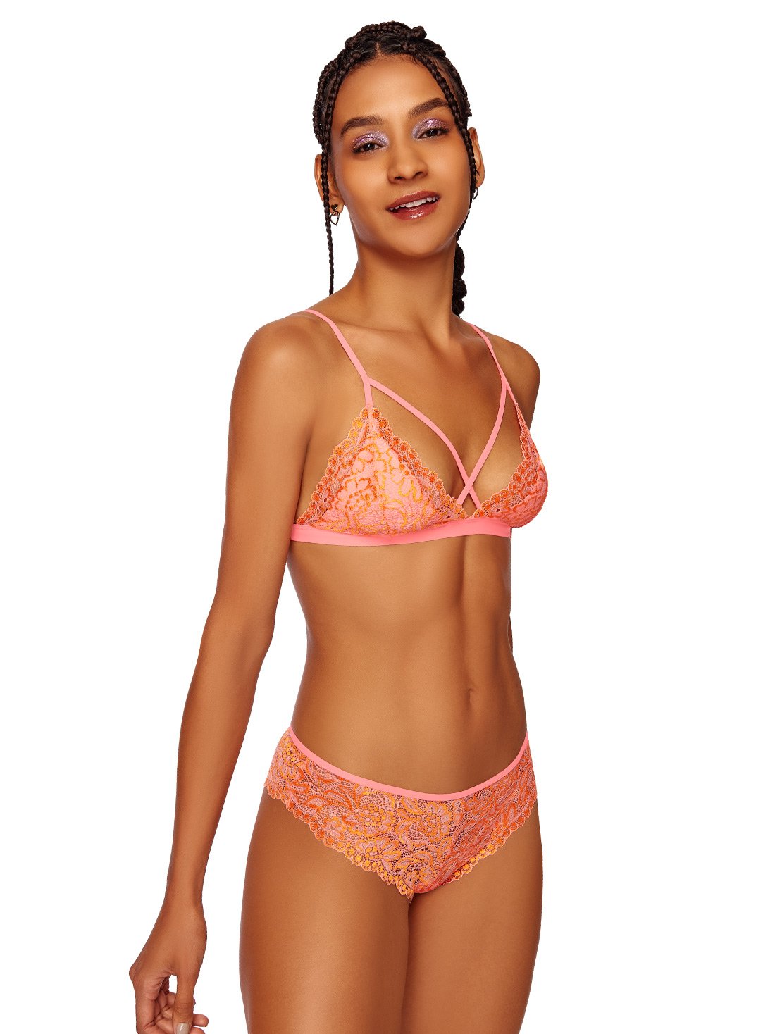 Conjunto de bralette y panty 93015, ROCOCCO ROSE/MANDARINA SUA, hi-res