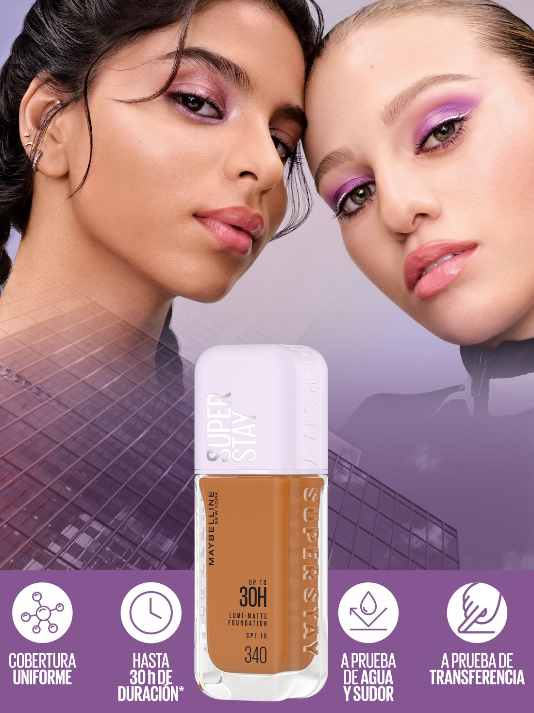 Maybelline maquillaje líquido super stay lumi matte 22024, 340 AS X, hi-res