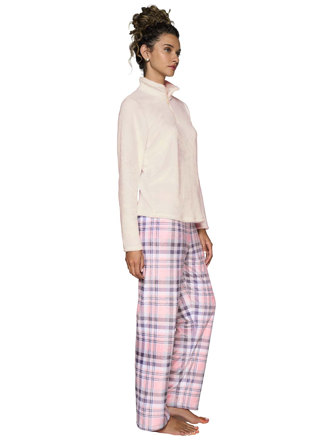 Pijama de fleece 77189, CUADROS ROSAS III, hi-res