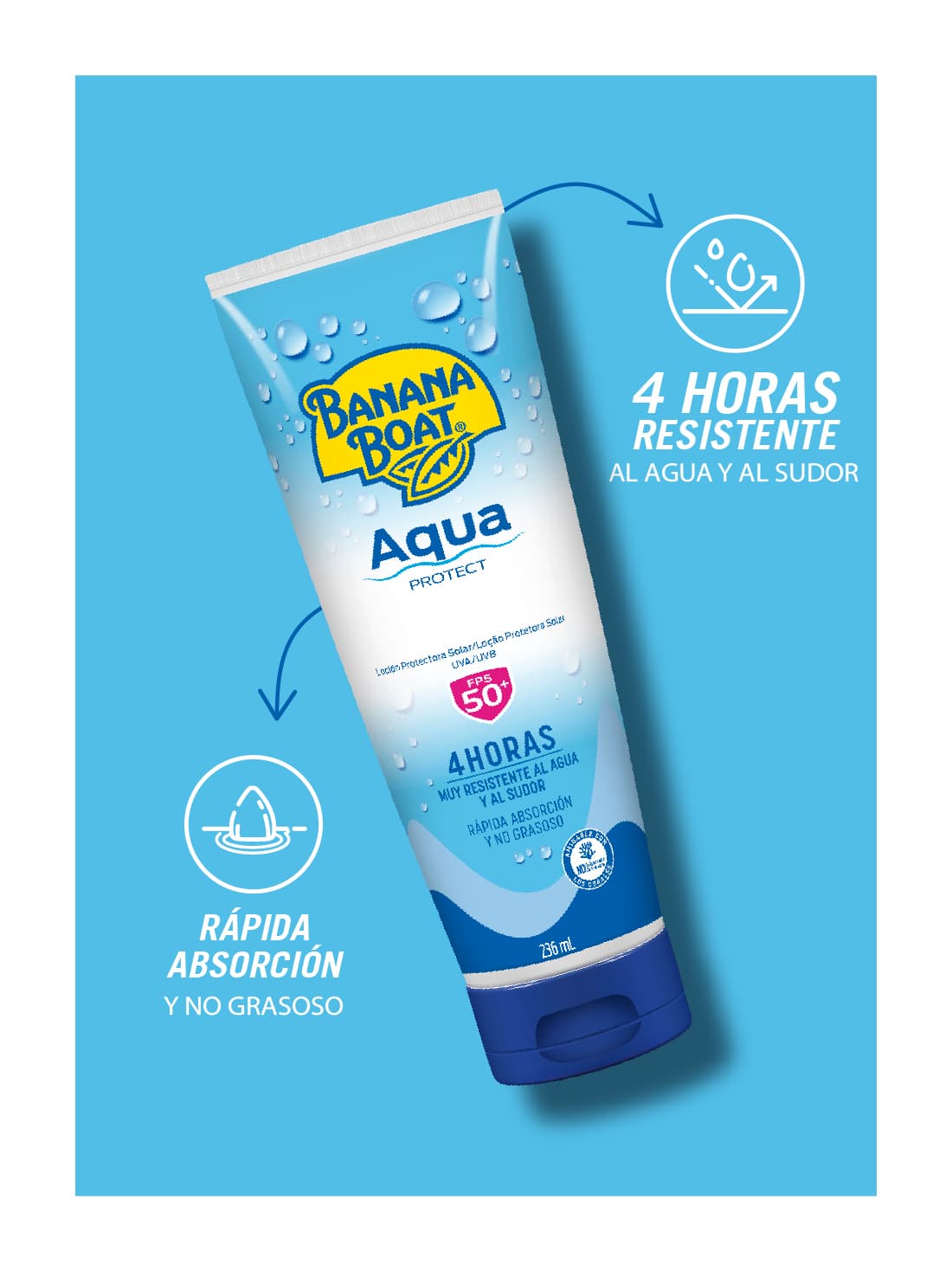 Banana Boat loción aqua protect FPS 50+ 27074, ÚNICO, hi-res