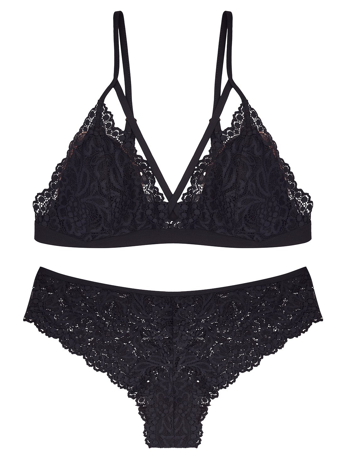 Conjunto de bralette y panty 93015, NEGRO, hi-res