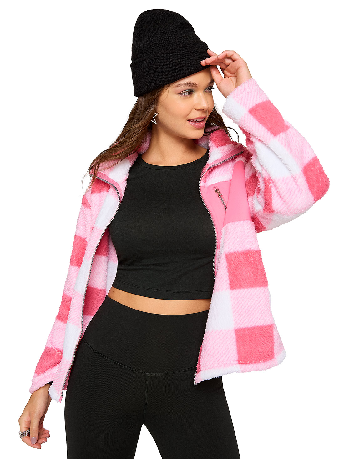 Sudadera de fleece 48006, CUADROS ROSAS II, hi-res