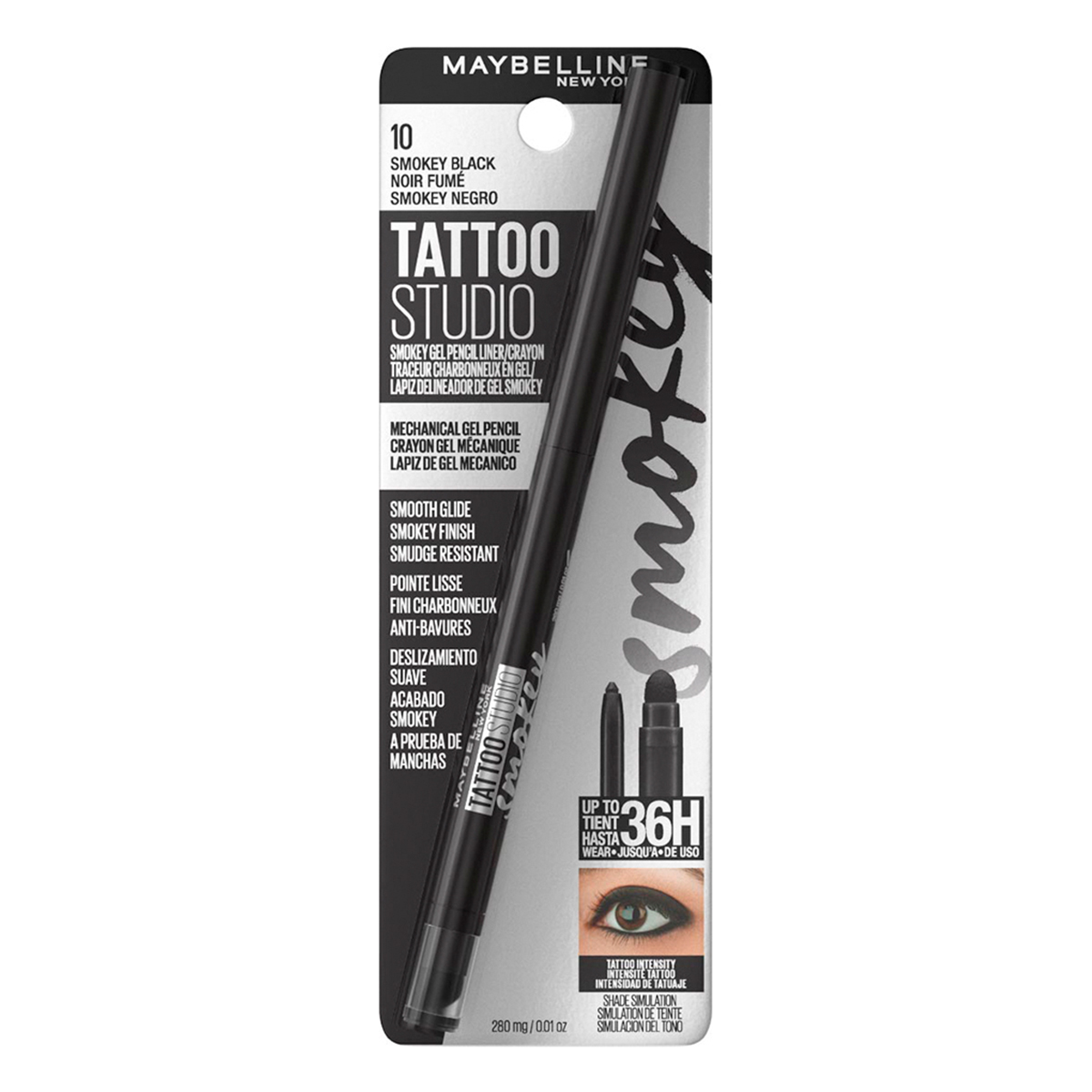 Maybelline lapíz de ojos tattoo liner smokey 35339, BLACK, hi-res