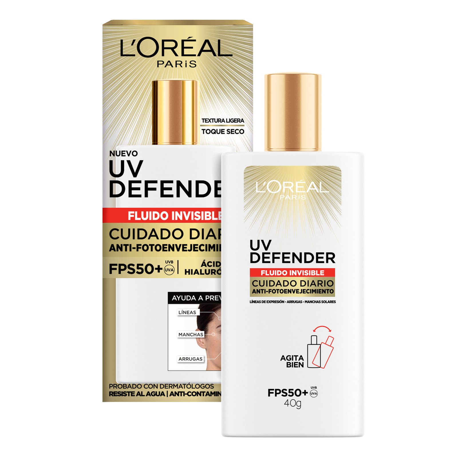 L'Oréal Paris protector UV defender fluido sin color  35346, ÚNICO, hi-res