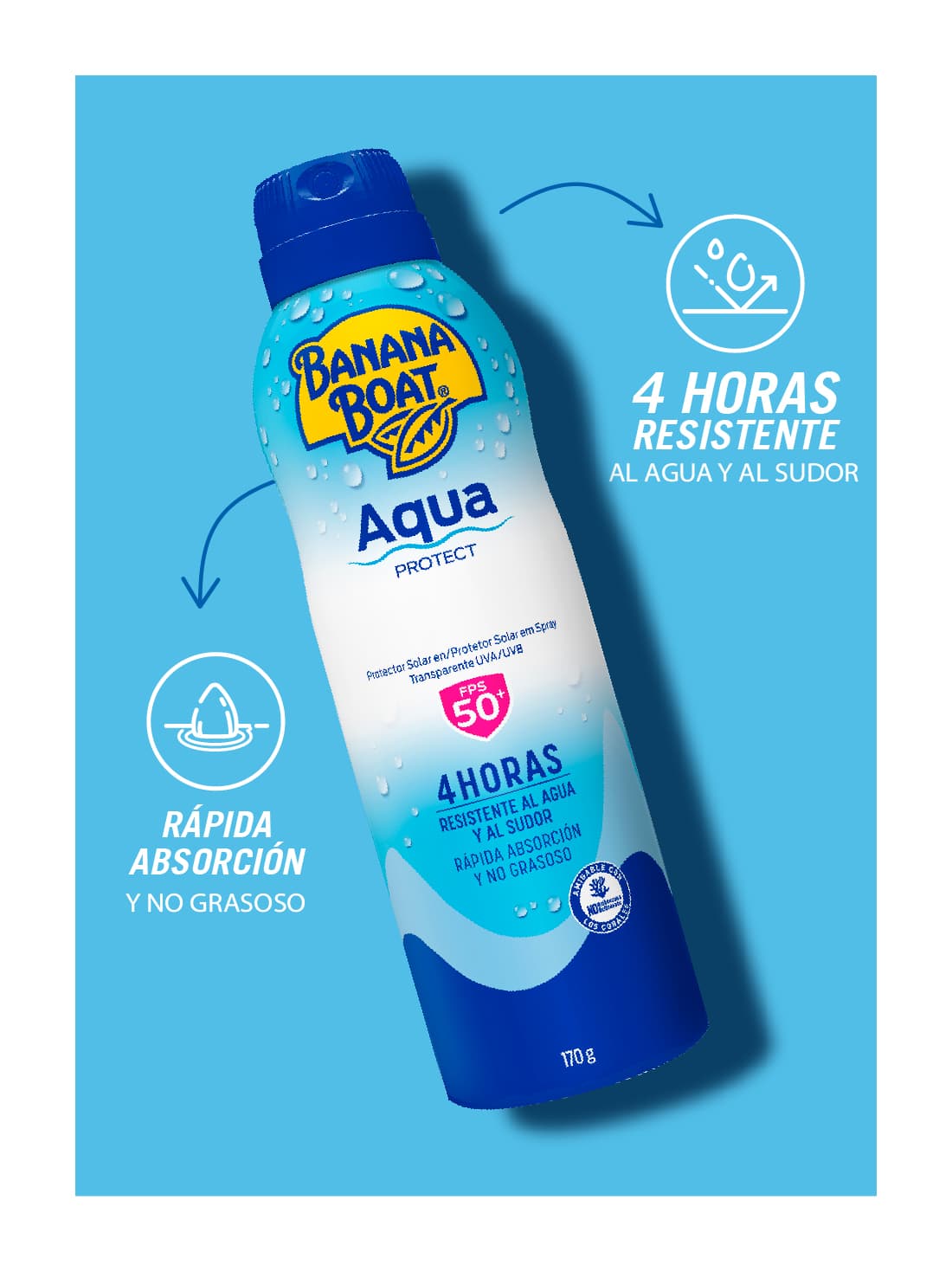 Banana Boat spray aqua protect FPS 50+ 27075, ÚNICO, hi-res