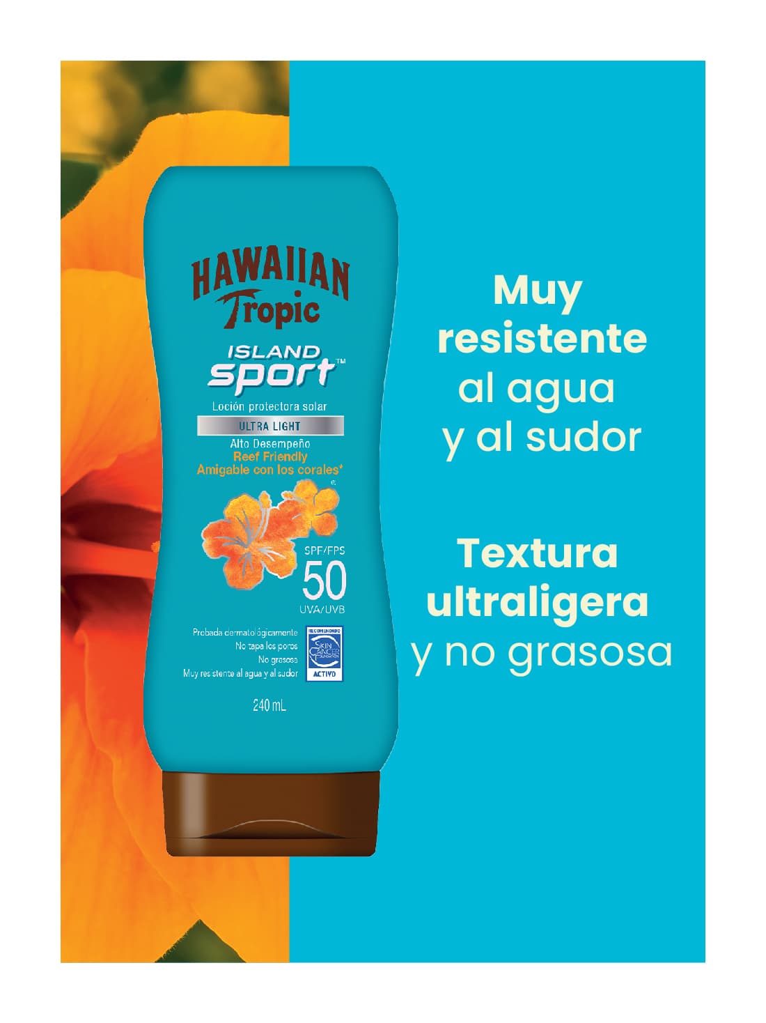 Hawaiian Tropic loción island sport FPS 50+ 27073, ÚNICO, hi-res