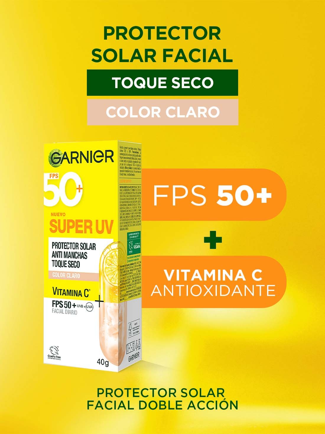 Garnier protector solar facial super UV tono claro 27080, ÚNICO, hi-res