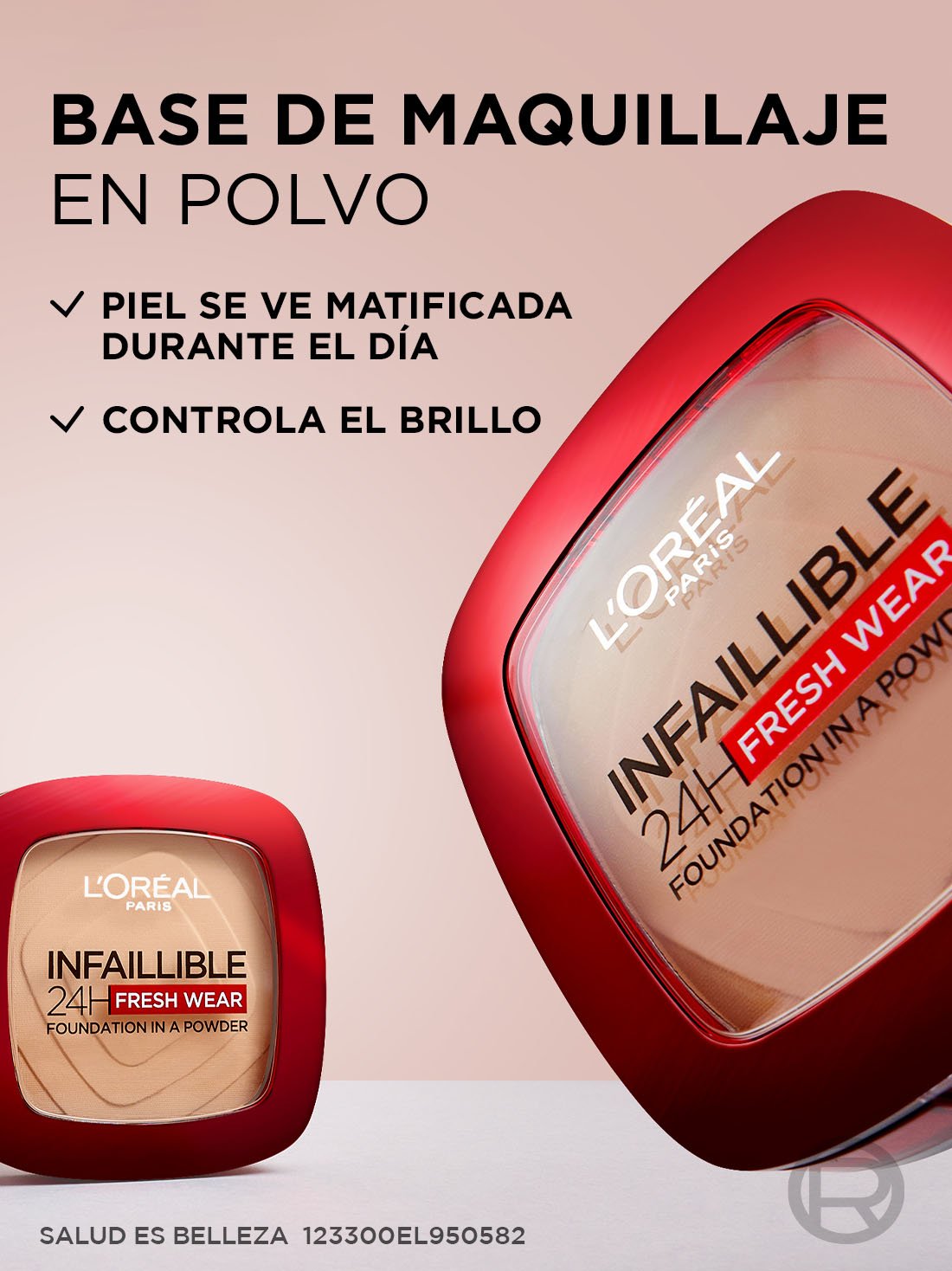 L'Oréal Paris polvo compacto infallible fresh wear 22031, 130 TRUE BEIGE, hi-res