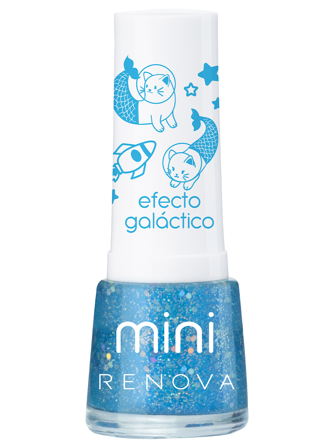 Renova esmalte mini  23014, AZUL CON GLITTER, hi-res