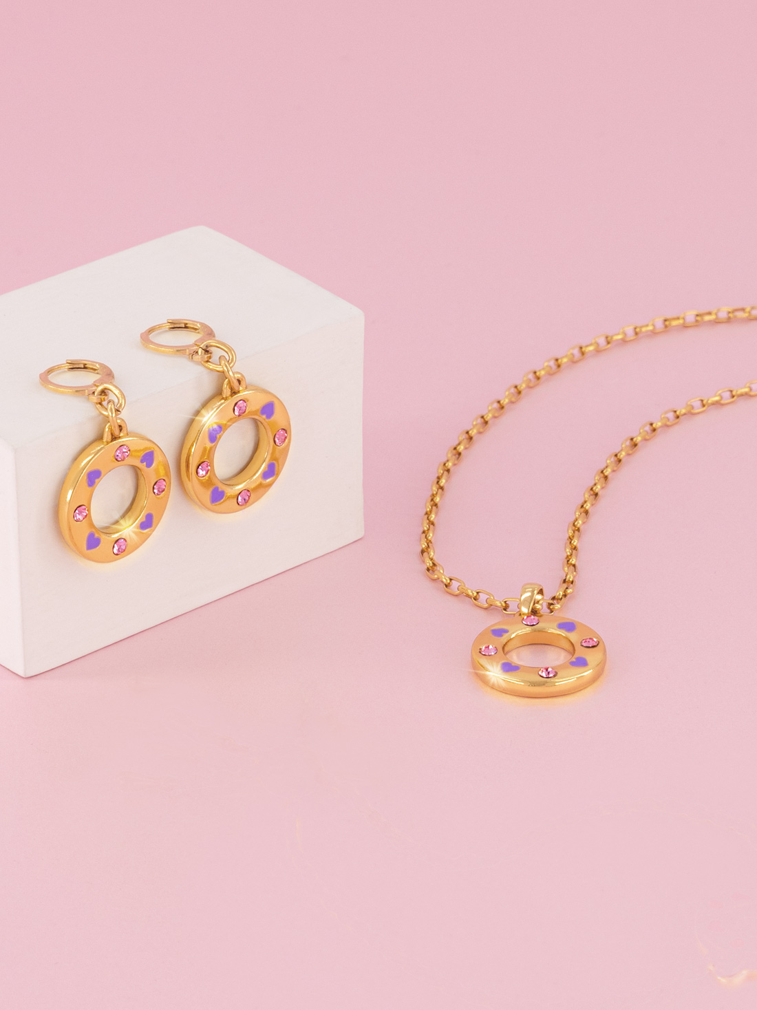 Set 2 piezas aro rosa  29096, ORO, hi-res