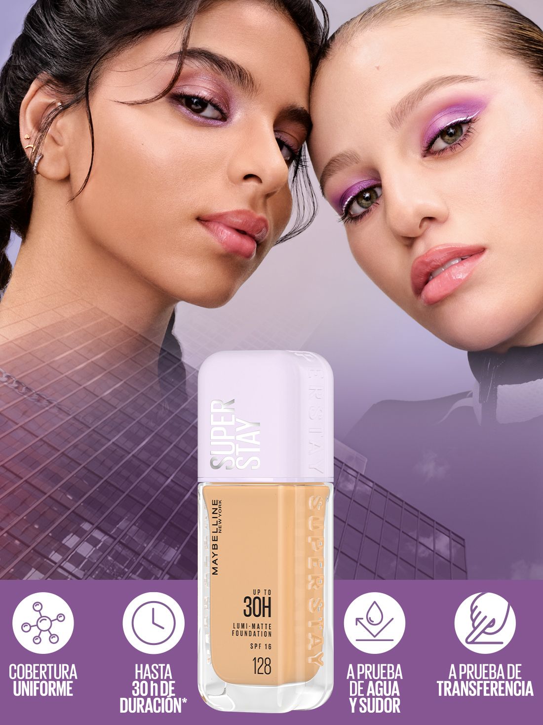 Maybelline maquillaje líquido super stay lumi matte 22024, 128 AS X, hi-res