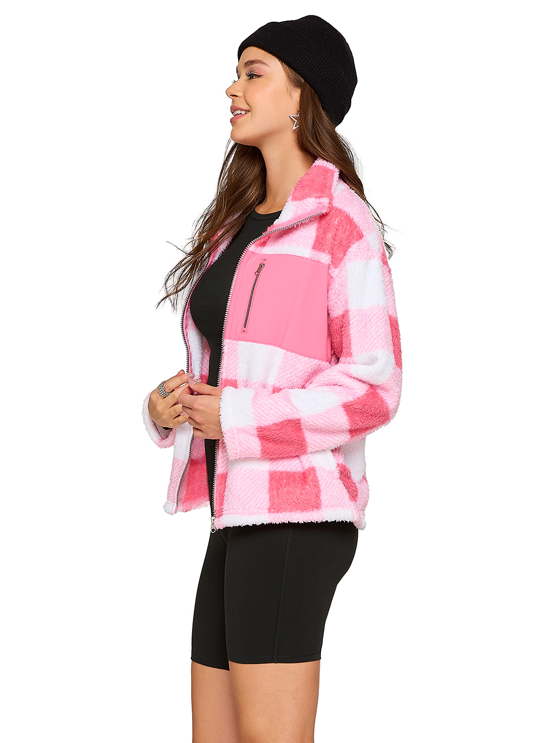 Sudadera de fleece 48006, CUADROS ROSAS II, hi-res