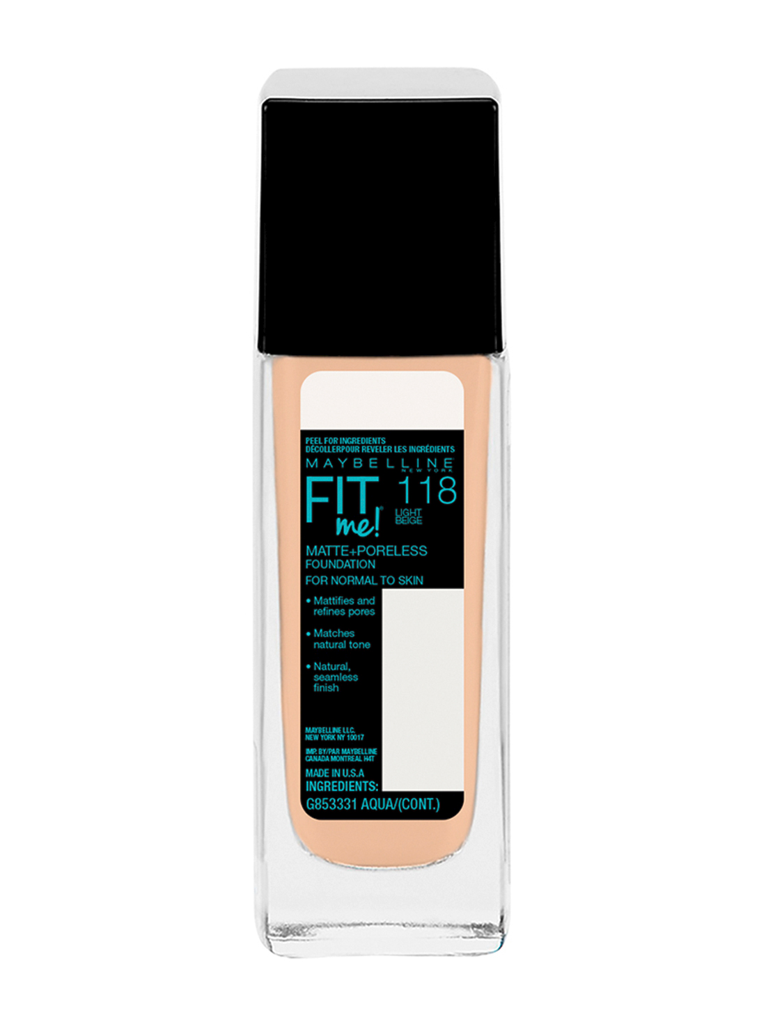 Maybelline base de maquillaje fit me matte 35261, 118 LIGHT BEIGE, hi-res