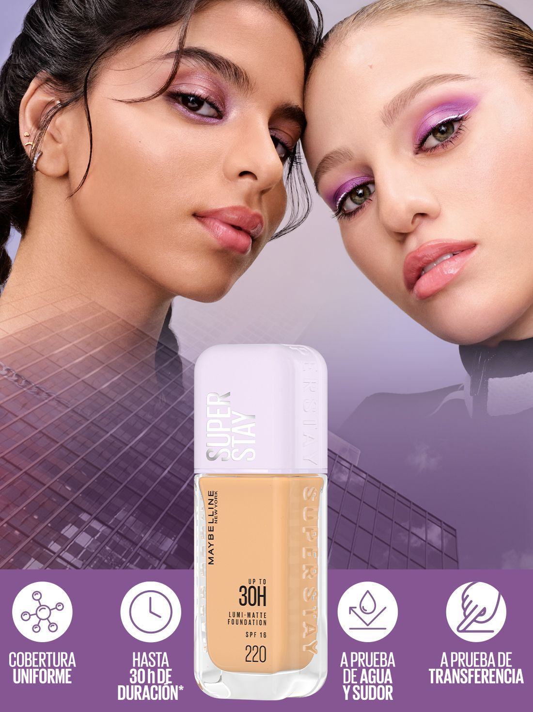Maybelline maquillaje líquido super stay lumi matte 22024, 220 AS X, hi-res