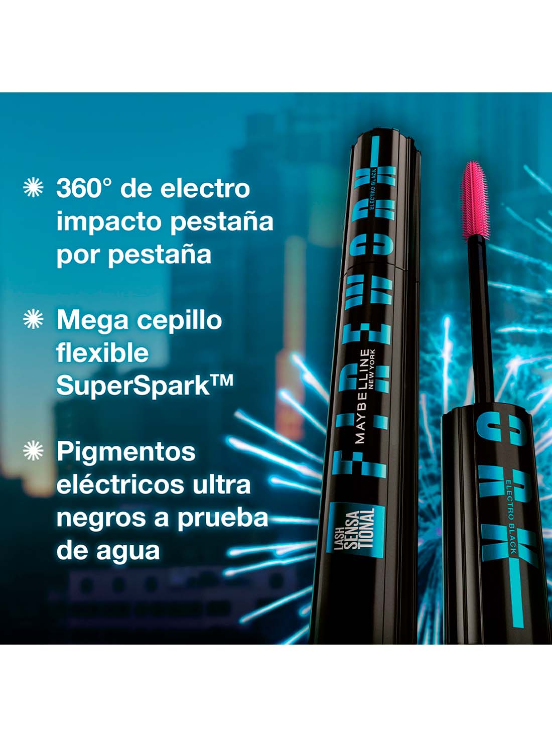 Maybelline mascara de pestañas firework electro 21058, NEGRO, hi-res