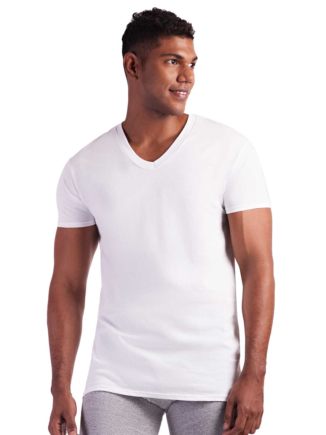 Playera cuello V Fruit of the Loom 72019, BLANCO, hi-res
